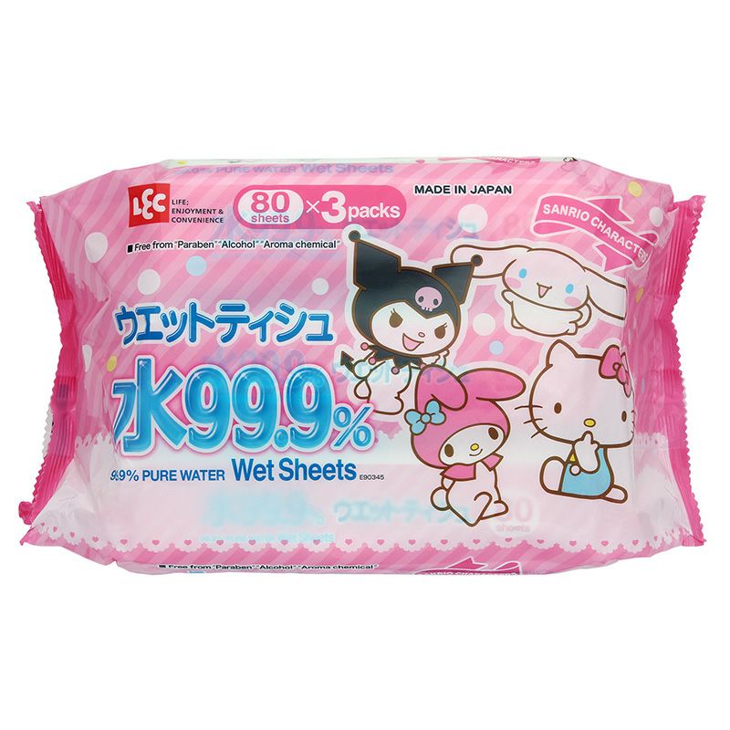 サンリオオールスター 水99.9% ウェットティッシュ 80枚 3個入