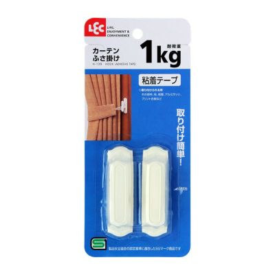 木目調フック 耐荷重1.5kg 3個入 粘着テープタイプ | レック公式