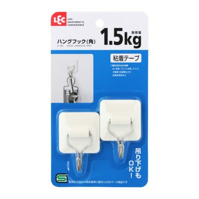 奥行ワイド 吸着シートフック 耐荷重1.5kg 2個入 くり返し使えるタイプ