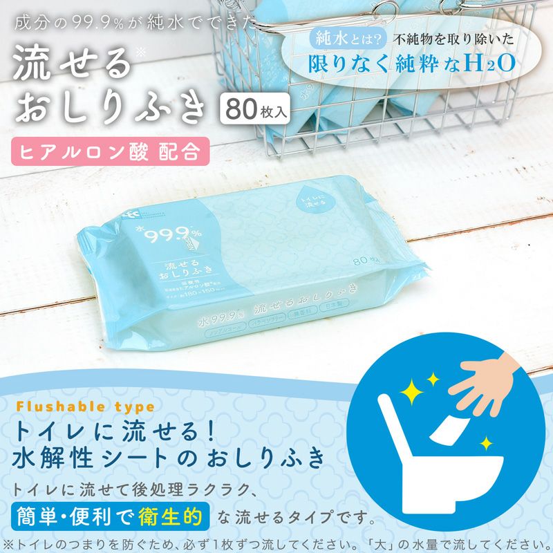 Nursingcare 水99.9％ 流せるおしりふき 80枚入 | レック公式オンラインショップ【通販】