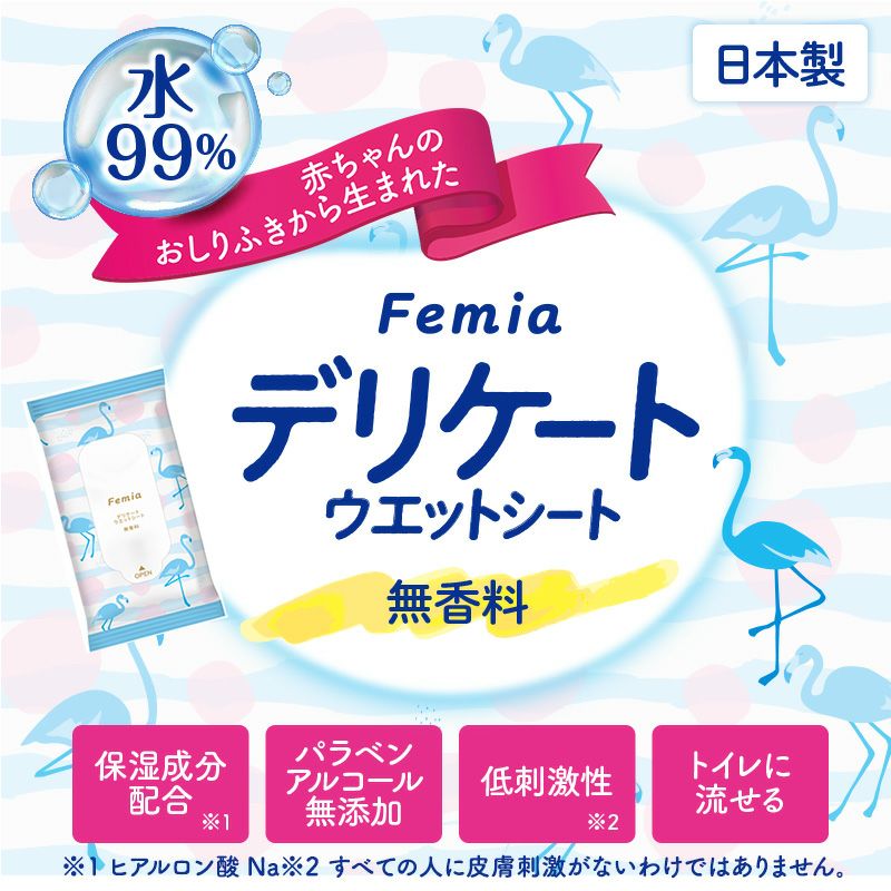 Femia フェムウェット デリケート ウェットシート 無香料 20枚入×2個