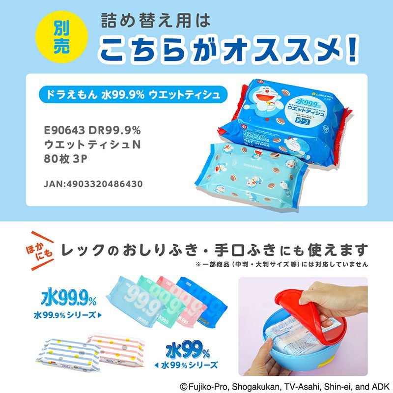 ドラえもん ウェットティッシュケース & 水99.9 ウェットティッシュ1個