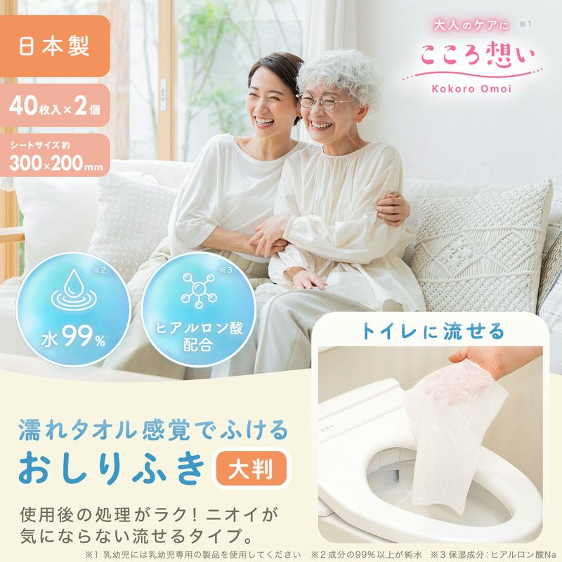 大人・介護用こころ想い流せるおしりふき大判サイズ