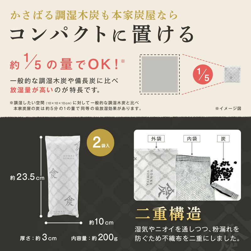 調湿・消臭木炭 本家炭屋 スリムタイプM