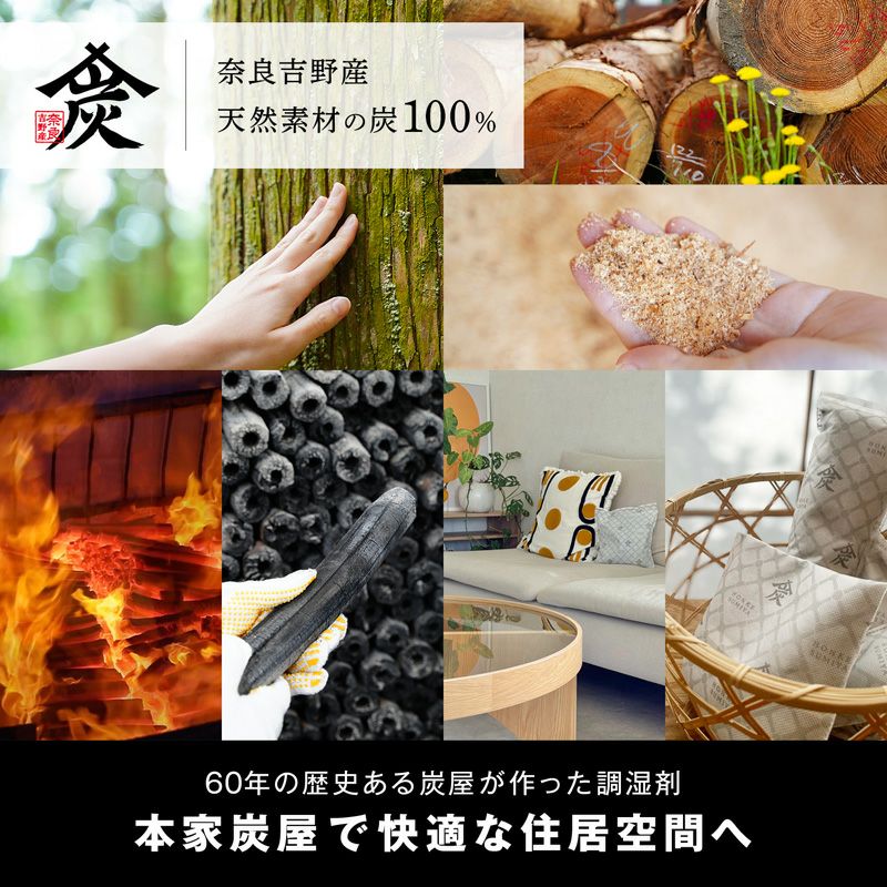調湿・消臭木炭 本家炭屋 スリムタイプM 2個セット