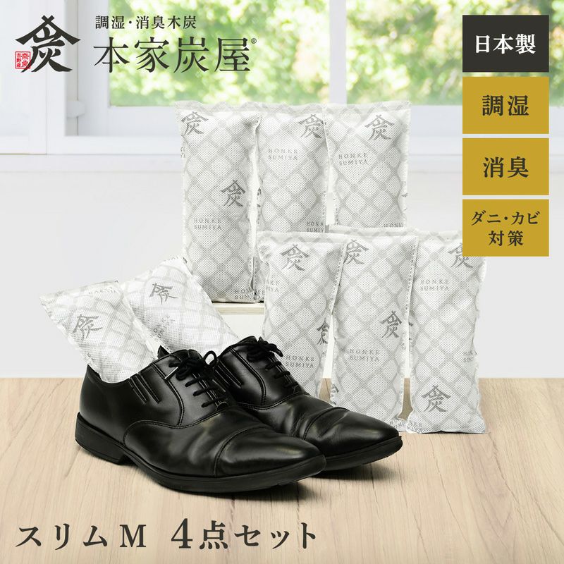 調湿・消臭木炭 本家炭屋 スリムタイプM 4個セット
