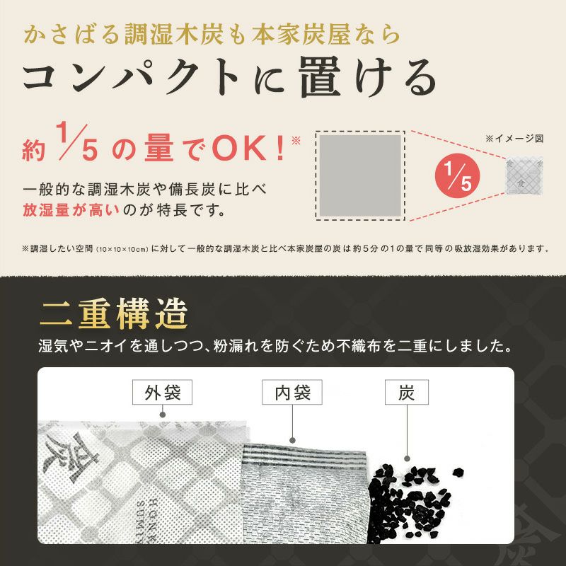 調湿・消臭木炭 本家炭屋 全種類1個ずつ 計5点セット